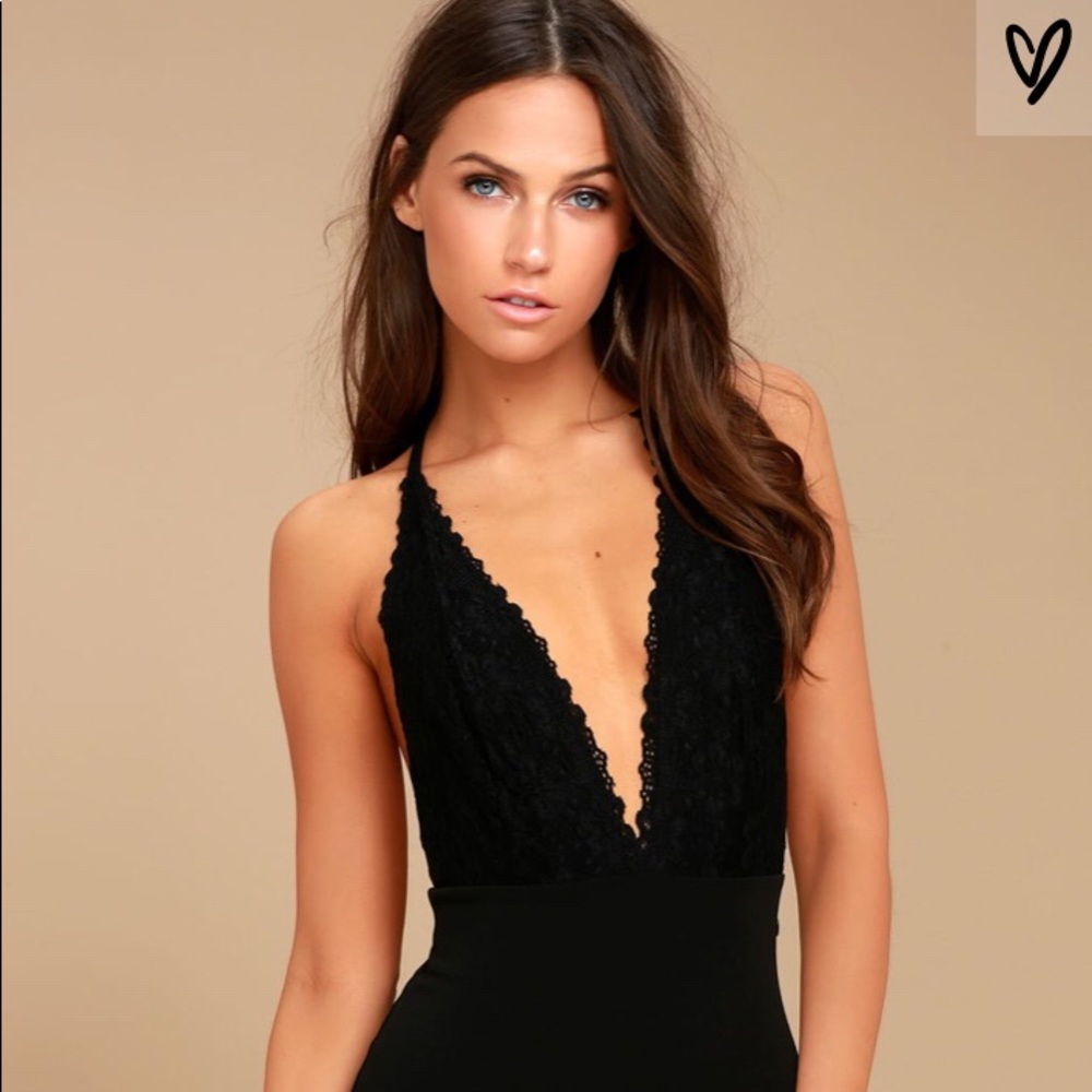 BRAND NEW Lulu’s Black Lace Bodycon Dress